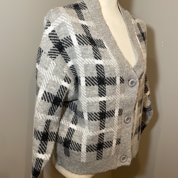 NWT PHILOSOPHY Republic Clothing Viscose Blend Plaid Cardigan SMALL - Picture 3 of 10